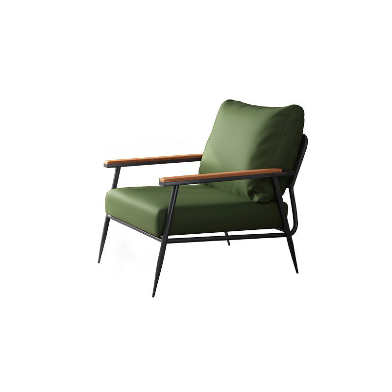 Contemporary Industrial Rectangular Iron PU Leather Sponge Latex PP Cotton Accent Chair Backrest Armrest For Living Room
