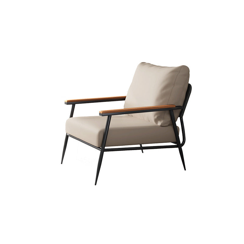 Contemporary Industrial Rectangular Iron PU Leather Sponge Latex PP Cotton Accent Chair Backrest Armrest For Living Room