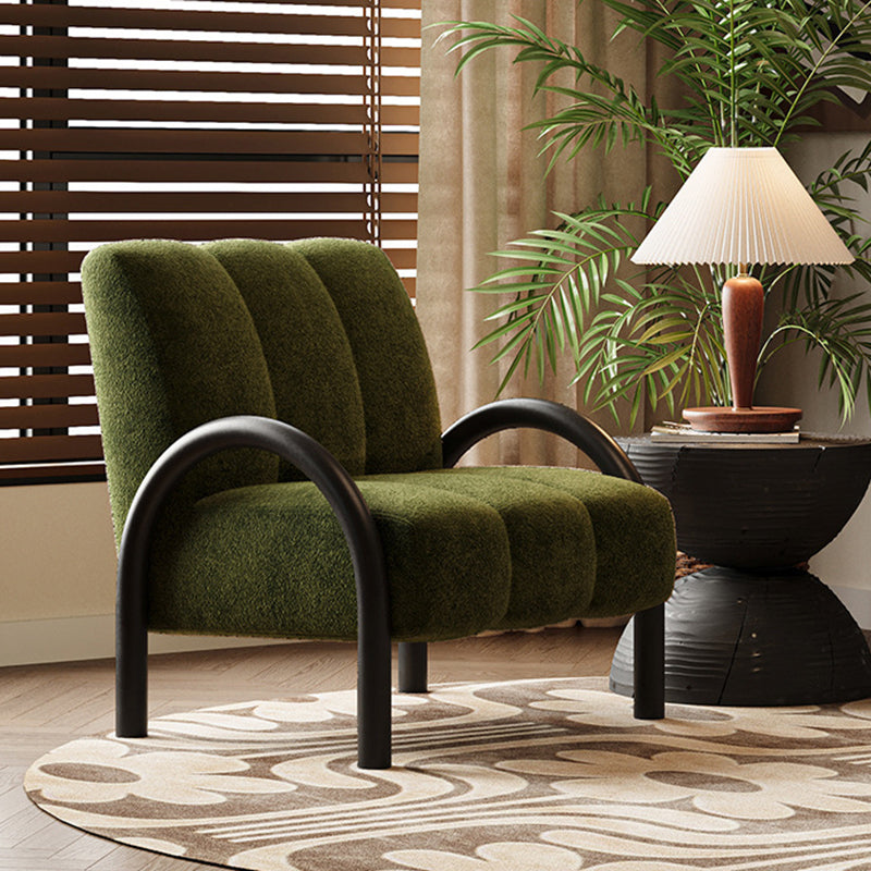 Traditional Vintage Arc Rectangular Plywood Carbon Steel Chenille Sponge Accent Chair Backrest Armrest For Living Room