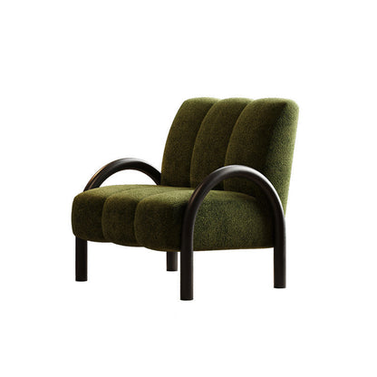 Traditional Vintage Arc Rectangular Plywood Carbon Steel Chenille Sponge Accent Chair Backrest Armrest For Living Room