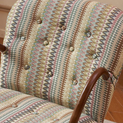 Traditional Vintage Rectangular Solid Wood Cotton Linen Sponge Rocking Chair Backrest Armrest For Living Room