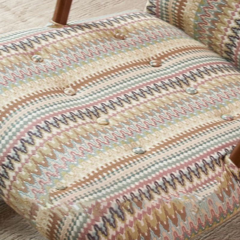 Traditional Vintage Rectangular Solid Wood Cotton Linen Sponge Rocking Chair Backrest Armrest For Living Room
