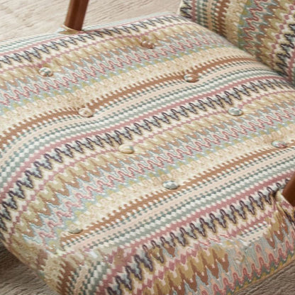 Traditional Vintage Rectangular Solid Wood Cotton Linen Sponge Rocking Chair Backrest Armrest For Living Room