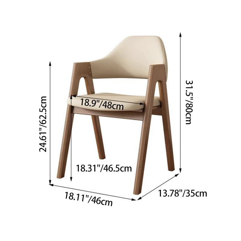 Contemporary Scandinavian V-Shape Rubberwood Microfiber Leather Sponge Dining Chair Backrest Armrest For Dining Room