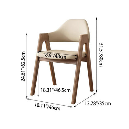 Contemporary Scandinavian V-Shape Rubberwood Microfiber Leather Sponge Dining Chair Backrest Armrest For Dining Room