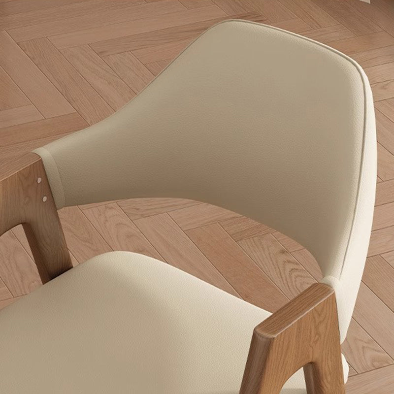 Contemporary Scandinavian V-Shape Rubberwood Microfiber Leather Sponge Dining Chair Backrest Armrest For Dining Room