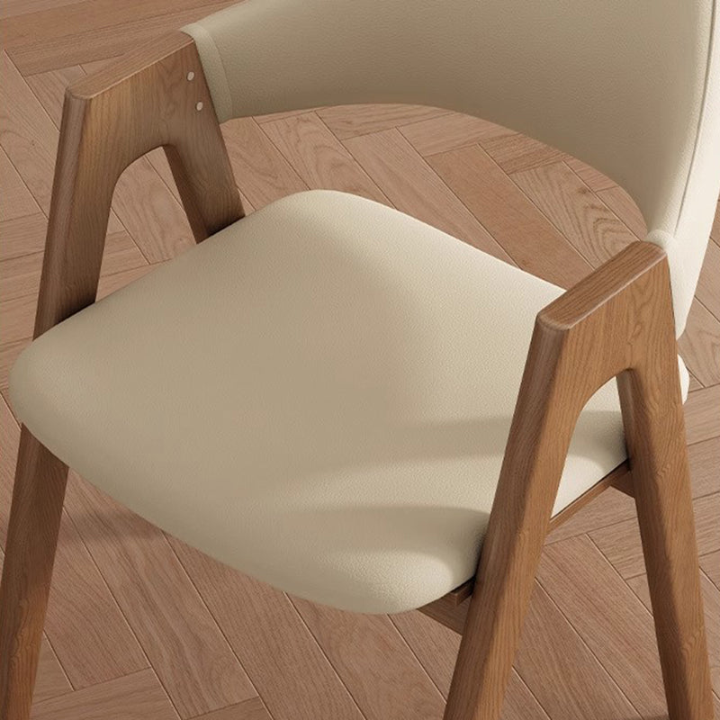 Contemporary Scandinavian V-Shape Rubberwood Microfiber Leather Sponge Dining Chair Backrest Armrest For Dining Room