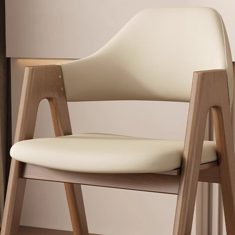 Contemporary Scandinavian V-Shape Rubberwood Microfiber Leather Sponge Dining Chair Backrest Armrest For Dining Room