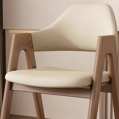 Contemporary Scandinavian V-Shape Rubberwood Microfiber Leather Sponge Dining Chair Backrest Armrest For Dining Room