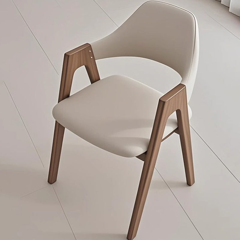 Contemporary Scandinavian V-Shape Rubberwood Microfiber Leather Sponge Dining Chair Backrest Armrest For Dining Room