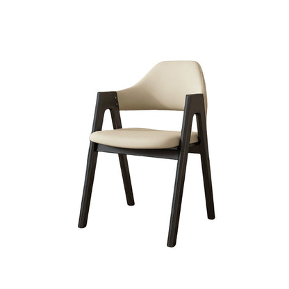 Contemporary Scandinavian V-Shape Rubberwood Microfiber Leather Sponge Dining Chair Backrest Armrest For Dining Room