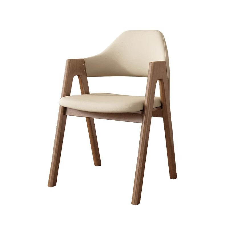 Contemporary Scandinavian V-Shape Rubberwood Microfiber Leather Sponge Dining Chair Backrest Armrest For Dining Room