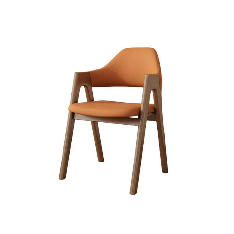 Contemporary Scandinavian V-Shape Rubberwood Microfiber Leather Sponge Dining Chair Backrest Armrest For Dining Room