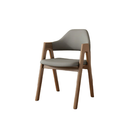 Contemporary Scandinavian V-Shape Rubberwood Microfiber Leather Sponge Dining Chair Backrest Armrest For Dining Room