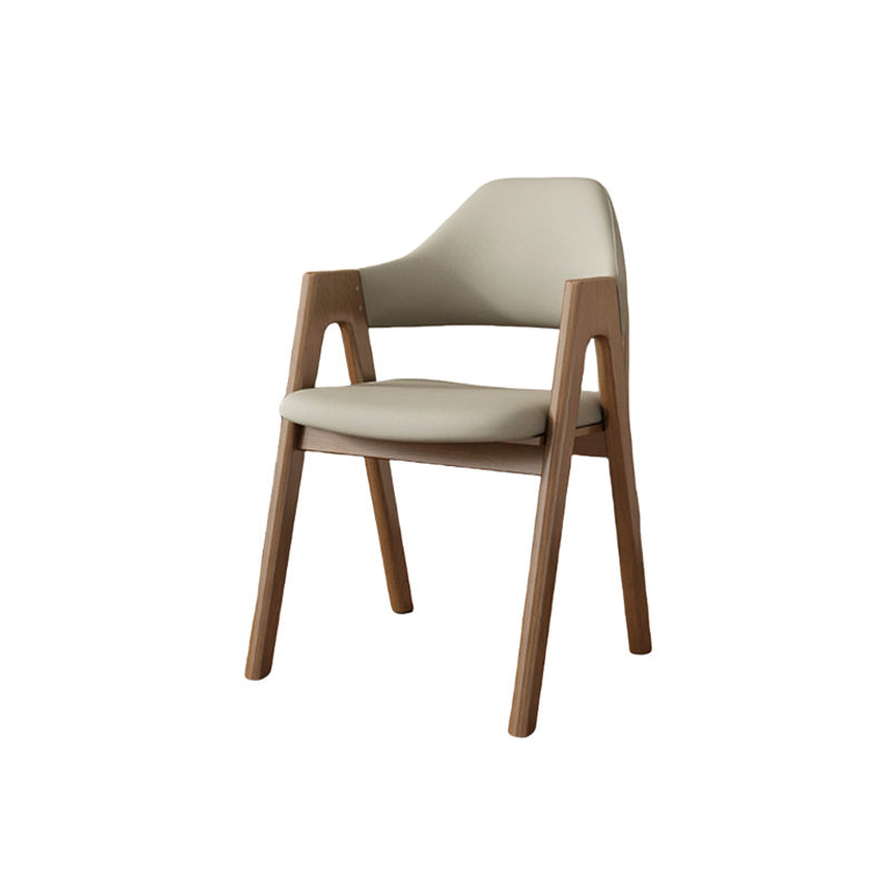 Contemporary Scandinavian V-Shape Rubberwood Microfiber Leather Sponge Dining Chair Backrest Armrest For Dining Room