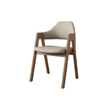 Contemporary Scandinavian V-Shape Rubberwood Microfiber Leather Sponge Dining Chair Backrest Armrest For Dining Room