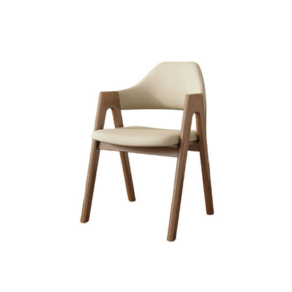 Contemporary Scandinavian V-Shape Rubberwood Microfiber Leather Sponge Dining Chair Backrest Armrest For Dining Room