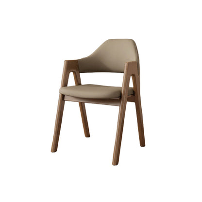 Contemporary Scandinavian V-Shape Rubberwood Microfiber Leather Sponge Dining Chair Backrest Armrest For Dining Room