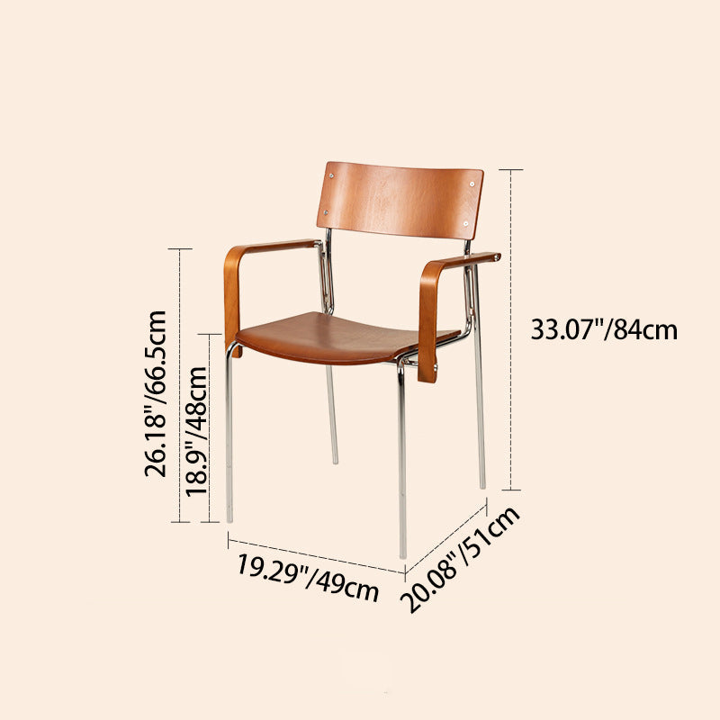 Traditional Vintage Rectangular Iron Solid Wood Multi-Layer Board Stackable Dining Chair Backrest Armrest For Dining Room