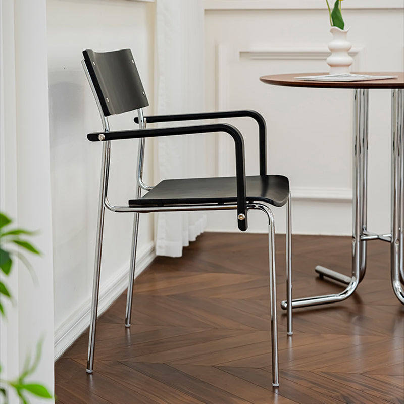 Traditional Vintage Rectangular Iron Solid Wood Multi-Layer Board Stackable Dining Chair Backrest Armrest For Dining Room