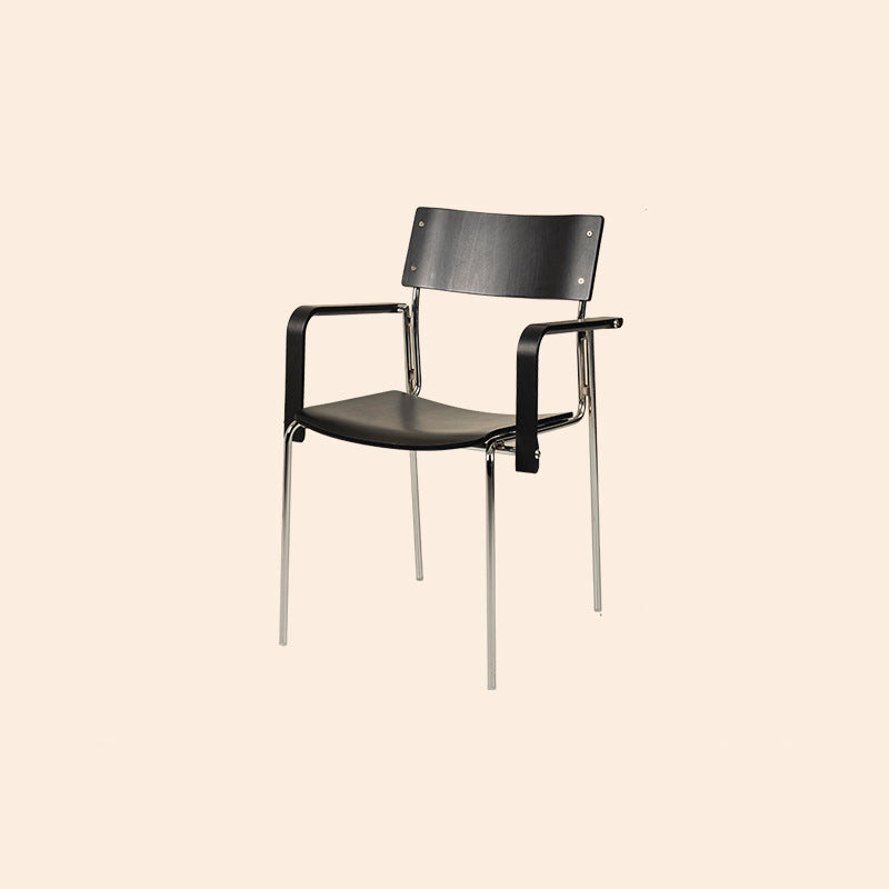 Traditional Vintage Rectangular Iron Solid Wood Multi-Layer Board Stackable Dining Chair Backrest Armrest For Dining Room