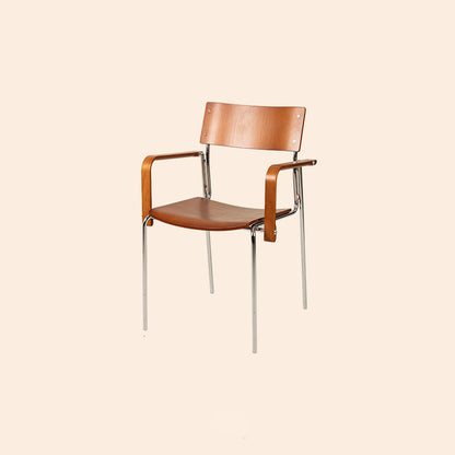 Traditional Vintage Rectangular Iron Solid Wood Multi-Layer Board Stackable Dining Chair Backrest Armrest For Dining Room