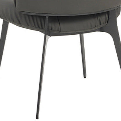 Contemporary Scandinavian Round Rectangular Plywood Carbon Steel Microfiber Leather Sponge Dining Chair Backrest Armless For Dining Room