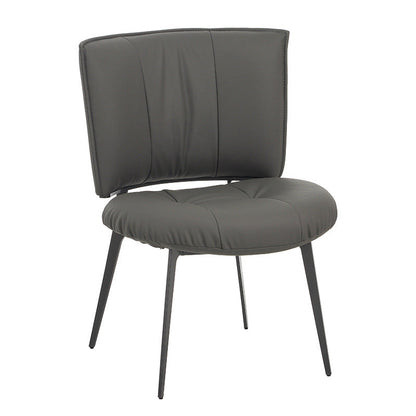 Contemporary Scandinavian Round Rectangular Plywood Carbon Steel Microfiber Leather Sponge Dining Chair Backrest Armless For Dining Room