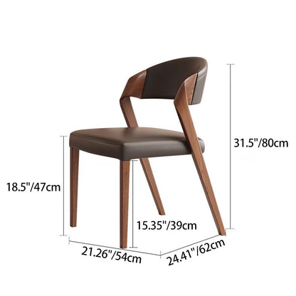 Contemporary Scandinavian Arc Ash Wood PU Leather Sponge Dining Chair Backrest Armless For Dining Room