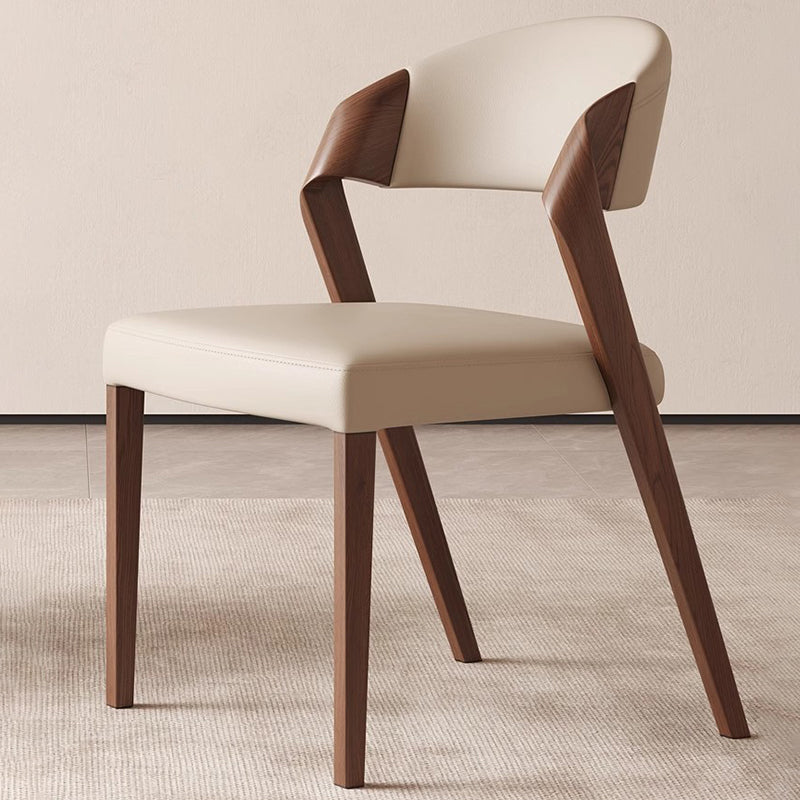Contemporary Scandinavian Arc Ash Wood PU Leather Sponge Dining Chair Backrest Armless For Dining Room