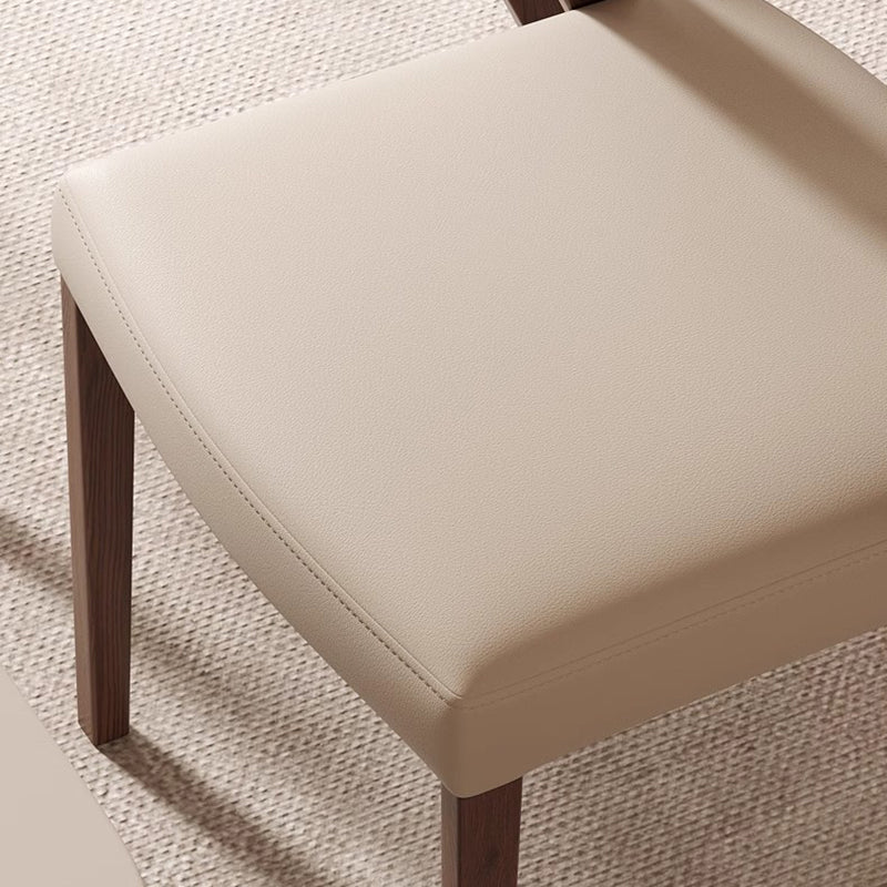 Contemporary Scandinavian Arc Ash Wood PU Leather Sponge Dining Chair Backrest Armless For Dining Room