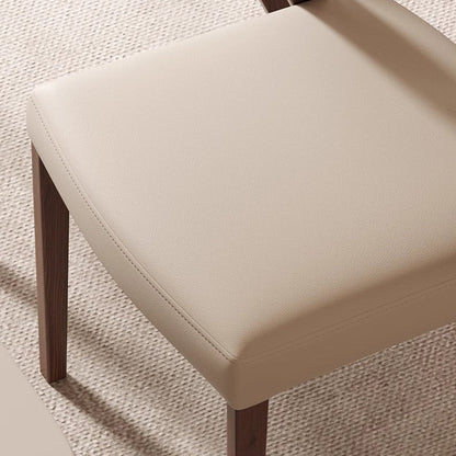 Contemporary Scandinavian Arc Ash Wood PU Leather Sponge Dining Chair Backrest Armless For Dining Room