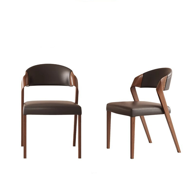 Contemporary Scandinavian Arc Ash Wood PU Leather Sponge Dining Chair Backrest Armless For Dining Room