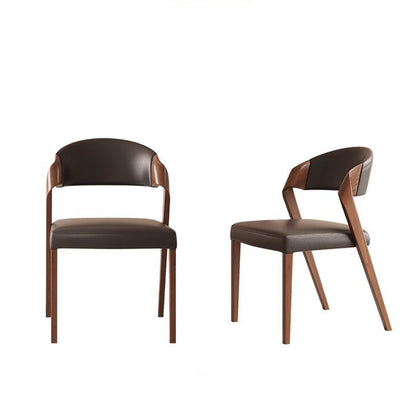 Contemporary Scandinavian Arc Ash Wood PU Leather Sponge Dining Chair Backrest Armless For Dining Room