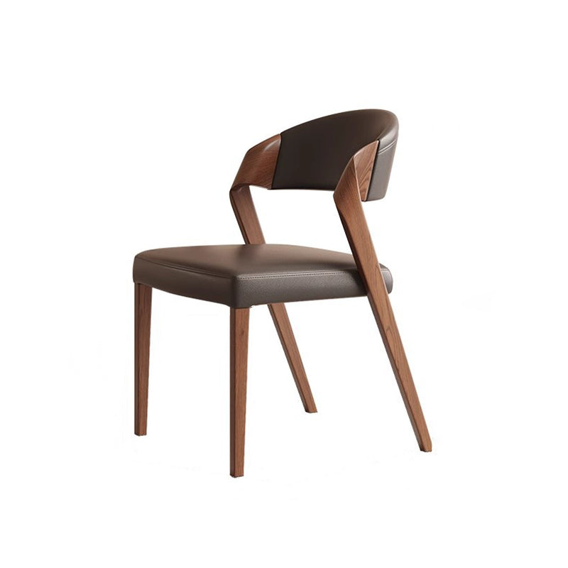 Contemporary Scandinavian Arc Ash Wood PU Leather Sponge Dining Chair Backrest Armless For Dining Room