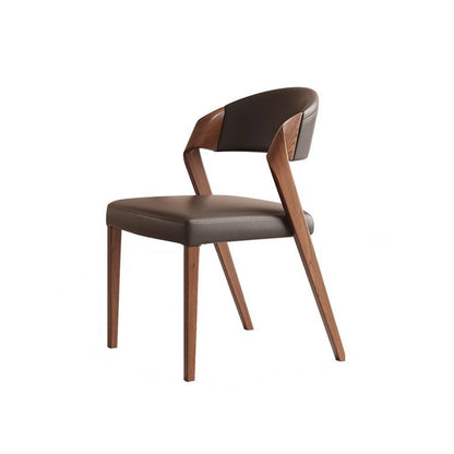 Contemporary Scandinavian Arc Ash Wood PU Leather Sponge Dining Chair Backrest Armless For Dining Room
