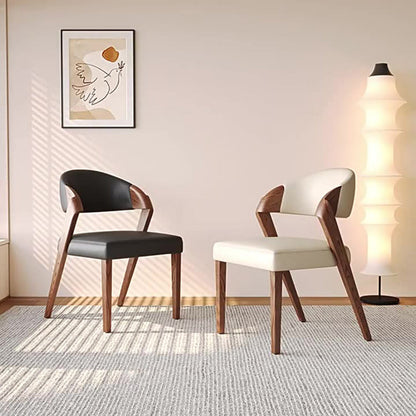 Contemporary Scandinavian Arc Ash Wood PU Leather Sponge Dining Chair Backrest Armless For Dining Room