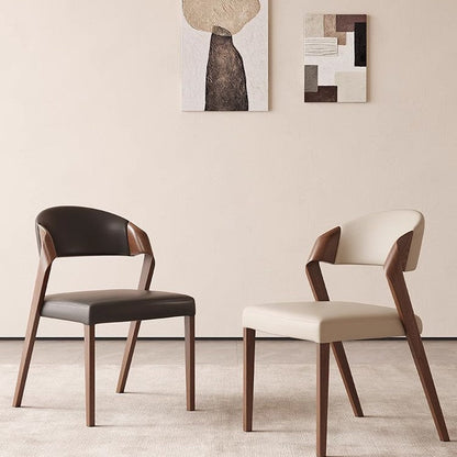 Contemporary Scandinavian Arc Ash Wood PU Leather Sponge Dining Chair Backrest Armless For Dining Room