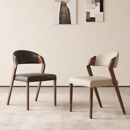 Contemporary Scandinavian Arc Ash Wood PU Leather Sponge Dining Chair Backrest Armless For Dining Room