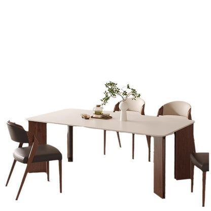 Contemporary Scandinavian Arc Ash Wood PU Leather Sponge Dining Chair Backrest Armless For Dining Room