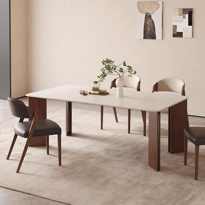 Contemporary Scandinavian Arc Ash Wood PU Leather Sponge Dining Chair Backrest Armless For Dining Room