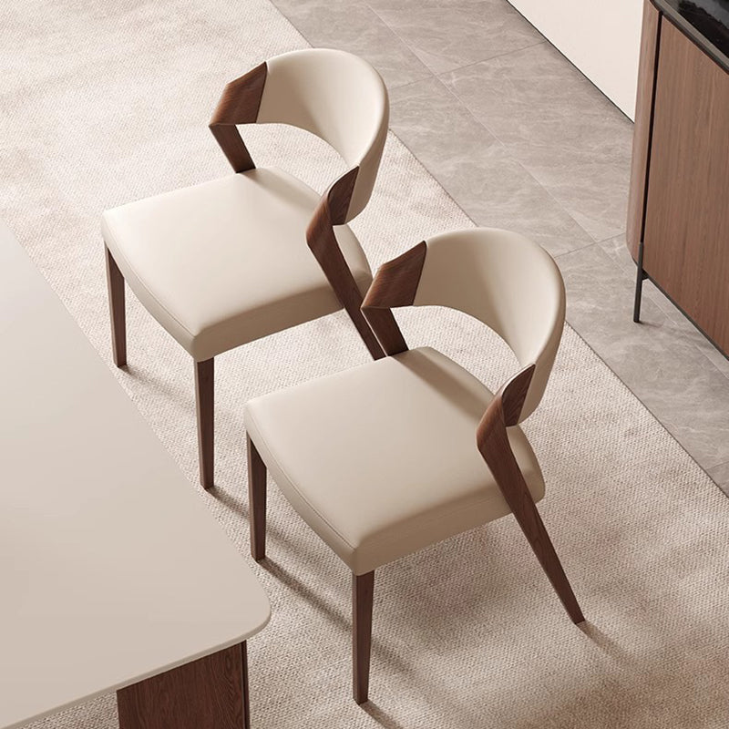 Contemporary Scandinavian Arc Ash Wood PU Leather Sponge Dining Chair Backrest Armless For Dining Room