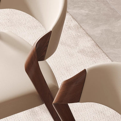 Contemporary Scandinavian Arc Ash Wood PU Leather Sponge Dining Chair Backrest Armless For Dining Room
