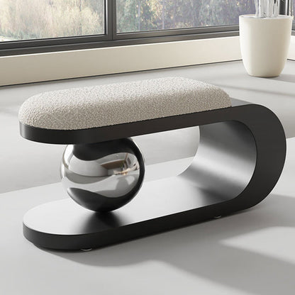 Modern Art Deco Geometric Carbon Steel Iron Stainless Steel Sherpa Fabric Sponge Bench Backless Armless For Entryway