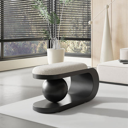 Modern Art Deco Geometric Carbon Steel Iron Stainless Steel Sherpa Fabric Sponge Bench Backless Armless For Entryway