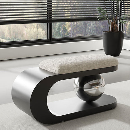 Modern Art Deco Geometric Carbon Steel Iron Stainless Steel Sherpa Fabric Sponge Bench Backless Armless For Entryway