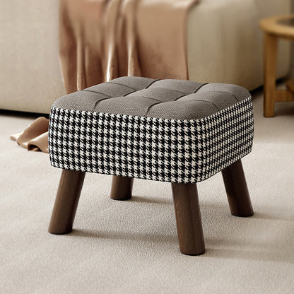 Modern Minimalist Stackable Square Solid Wood Fabric Sponge Low Stool Backless Armless For Hallway