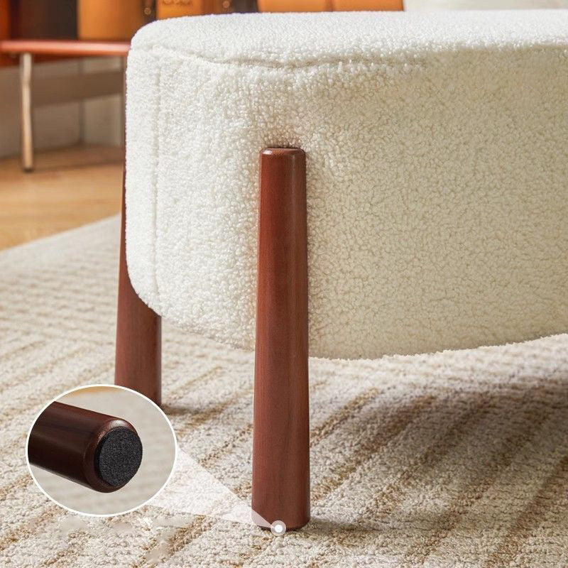 Modern Minimalist Oval Solid Wood Corduroy Teddy Fleece Faux Mink Fur Yarn Sponge Low Stool Backless Armless For Hallway