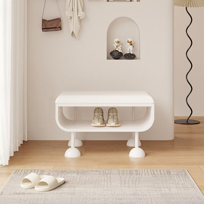 Contemporary Nordic Rectangular Iron PU Leather Sponge Shoe Bench Backless Armless For Entryway
