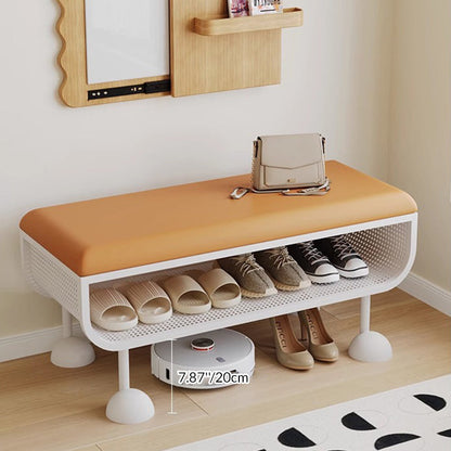Contemporary Nordic Rectangular Iron PU Leather Sponge Shoe Bench Backless Armless For Entryway